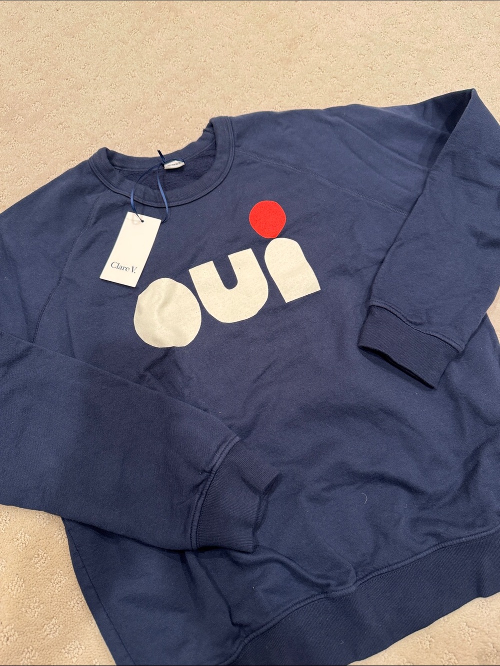 NWT Clare V Navy OUI Crewneck Sweatshirt